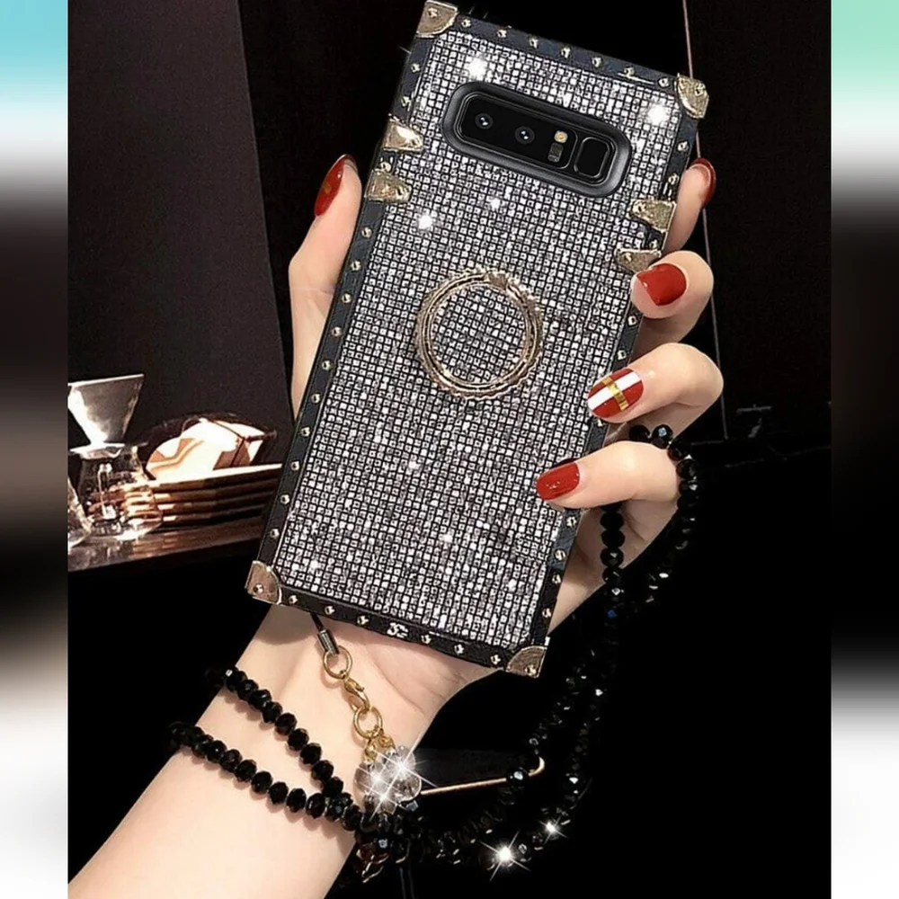 KAPADSON Samsung Galaxy Note 9 Luxury Bling Glitter Black Sparkle with Black Str